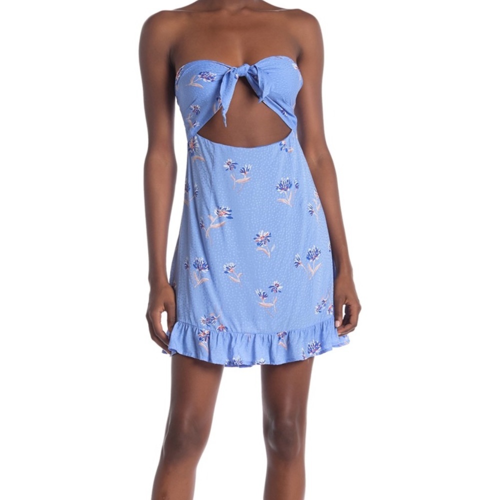 Strapless cutout floral dress